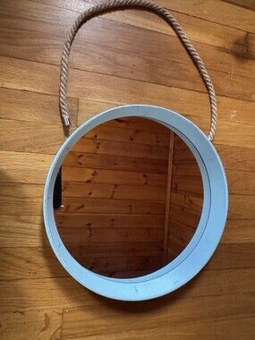 Rustic⛵Round Rope-Hanging Mirror  26" Nautical⛵Decor 14 1/2" Round Wooden Frame